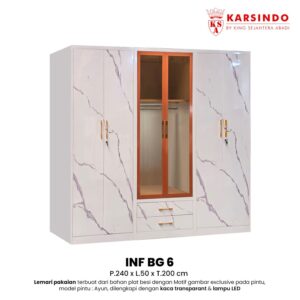 Lemari Pakaian Besi 6 Pintu BG6 LED