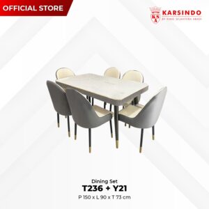 Meja Makan Marmer T236+Kursi Makan Y21