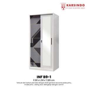 Lemari Pakaian Besi 2 Pintu Sliding B91