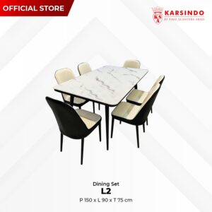 Meja Makan Marmer L2+Kursi Makan