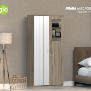 Lemari Pakaian Ariana Wardrobe 2D Dark Oak-White