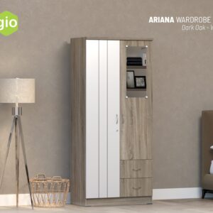 Lemari Pakaian Ariana Wardrobe 2DD Dark Oak-White