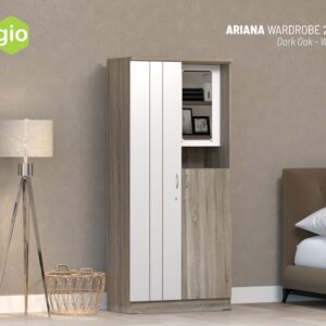 Lemari Pakaian Ariana Wardrobe 2DM Dark Oak-White