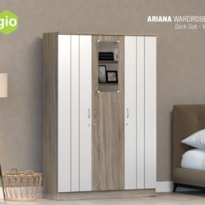Lemari Pakaian Ariana Wardrobe 3D Dark Oak-White