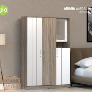 Lemari Pakaian Ariana Wardrobe 3DM Dark Oak-White