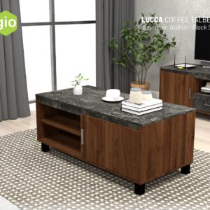 Meja Tamu Lucca 100 American Walnut-Black Stone