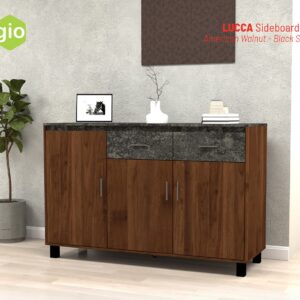 Sideboard Lucca 120 American Walnut-Black Stone