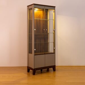 Lemari Hias Denver Showcase 2D Beige-American Walnut