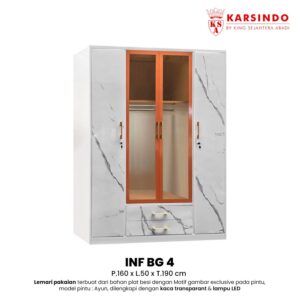 Lemari Pakaian Besi 4 Pintu BG4 LED