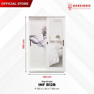 Lemari Pakaian Besi 2 Pintu Sliding INF B12B