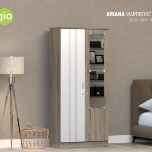 Lemari Pakaian Ariana Wardrobe 2DF Dark Oak-White