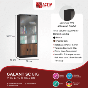 Rak Serbaguna Galant SC 81G Black Pasific Oak